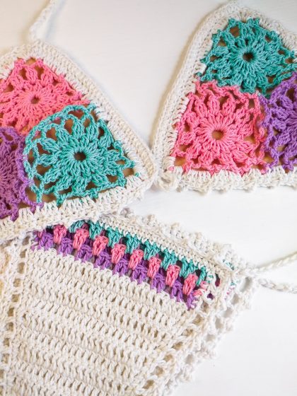 crochet bikini flowers