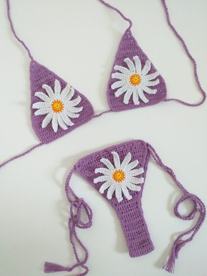 crochet bikini bottom daisy