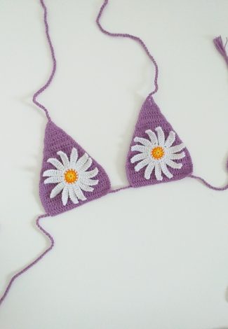 crochet bikini top daisy